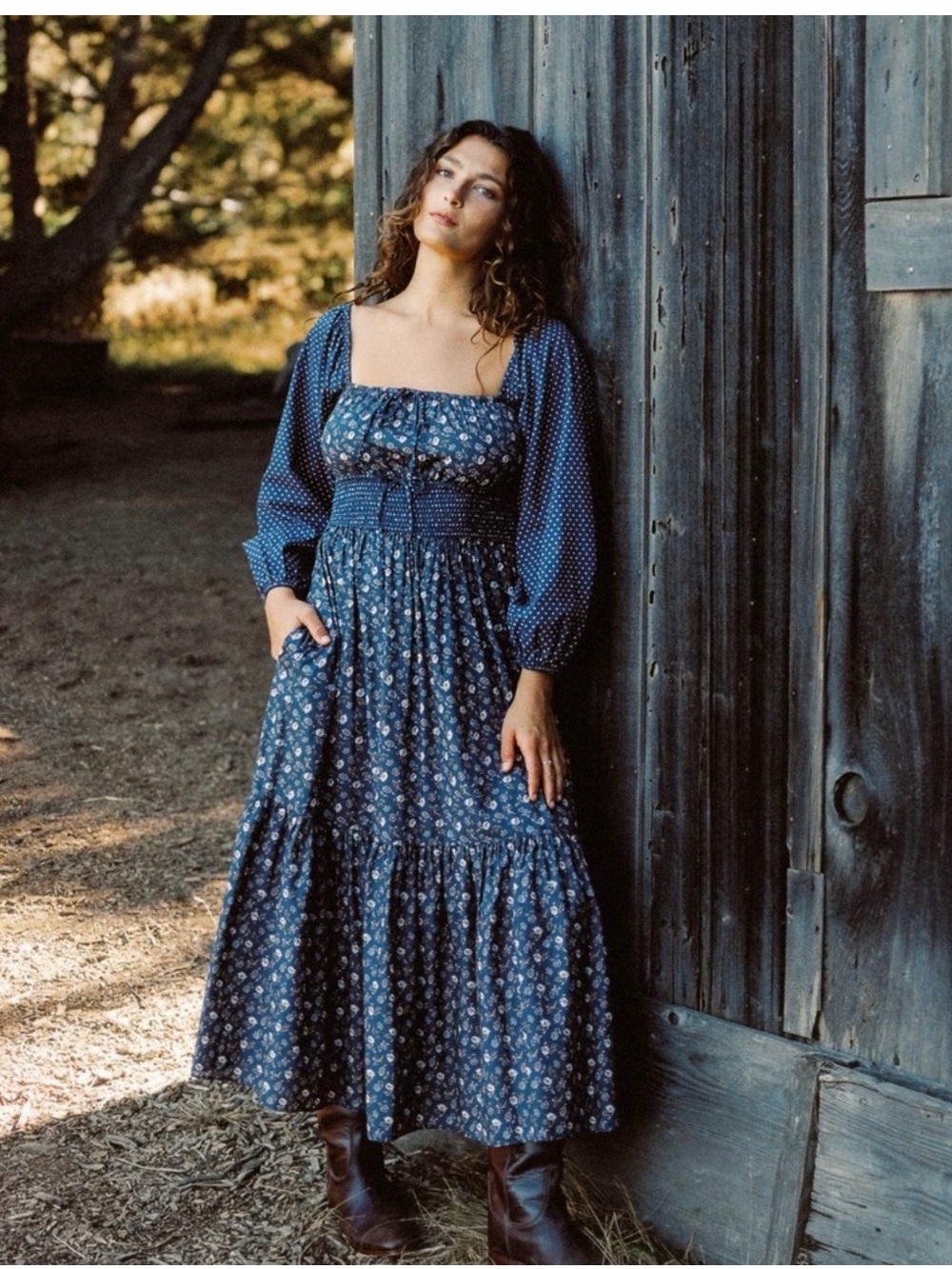 Christy Dawn The Jennica Dress Oatstraw Blue